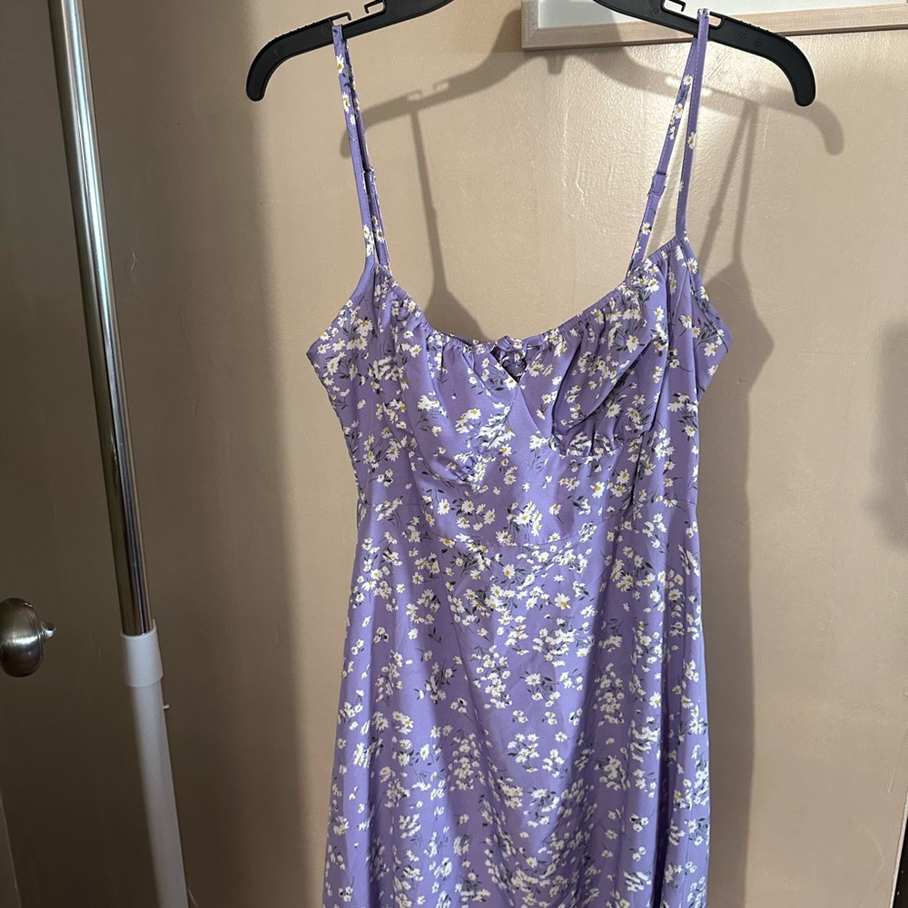 Floral Purple Spaghetti Strap Dress